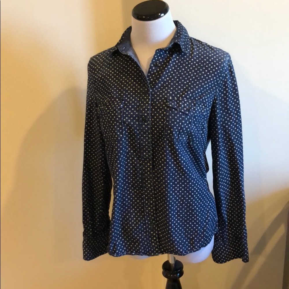 J Crew Star Patterned denim button down